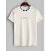 Letter Print Contrast Striped Collar T Shirt